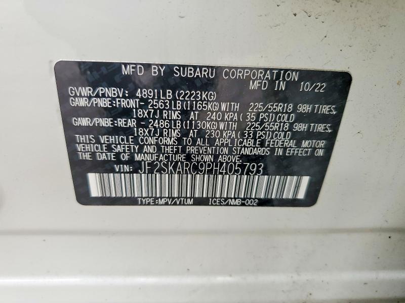 70885416 :رقم المزاد ، JF2SKARC9PH405793 vin ، 2023 Subaru Forester مزاد بيع