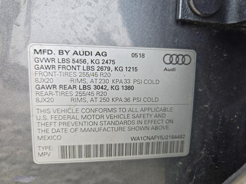Продаж на аукціоні авто 2018 Audi Q5, vin: WA1CNAFY5J2184482, номер лоту: 70349616