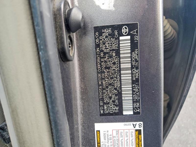 2007 Toyota Camry მანქანა იყიდება აუქციონზე, vin: JTNBB46K073023351, აუქციონის ნომერი: 70899036