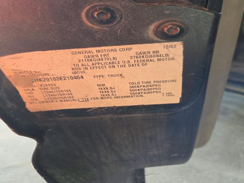 71459406 :رقم المزاد ، 1GCHK29103E210464 vin ، 2003 Chevrolet Silverado مزاد بيع