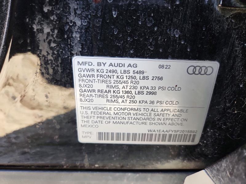 71569706 :رقم المزاد ، WA1EAAFY5P2015592 vin ، 2023 Audi Q5 مزاد بيع