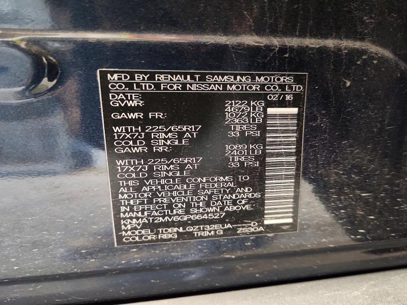 2016 Nissan Rogue მანქანა იყიდება აუქციონზე, vin: KNMAT2MV6GP664527, აუქციონის ნომერი: 71580986