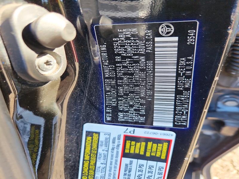Продаж на аукціоні авто 2013 Toyota Camry, vin: 4T1BF1FKXDU245680, номер лоту: 72035066