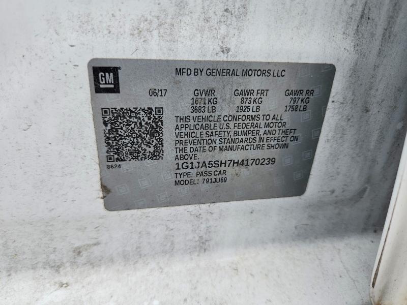 Продаж на аукціоні авто 2017 Chevrolet Sonic, vin: 1G1JA5SH7H4170239, номер лоту: 71281086