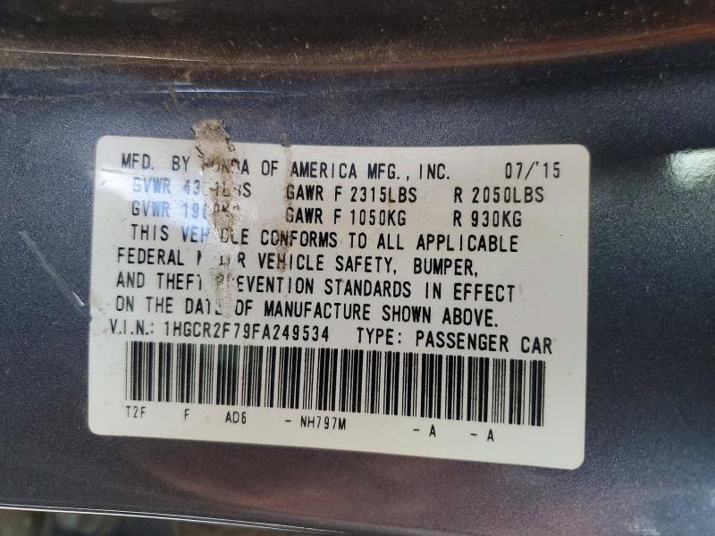 71141986 :رقم المزاد ، 1HGCR2F79FA249534 vin ، 2015 Honda Accord مزاد بيع