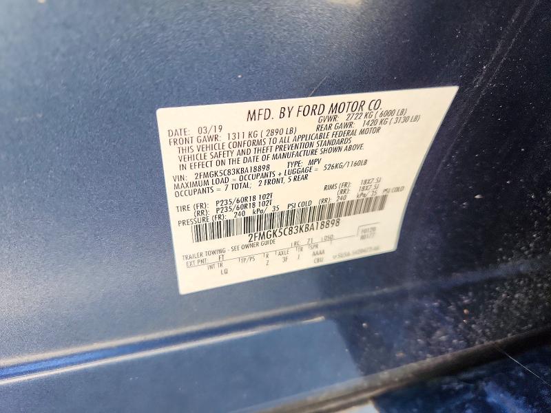 Aukcja sprzedaży 2019 Ford Flex, vin: 2FMGK5C83KBA18898, numer aukcji: 72443706
