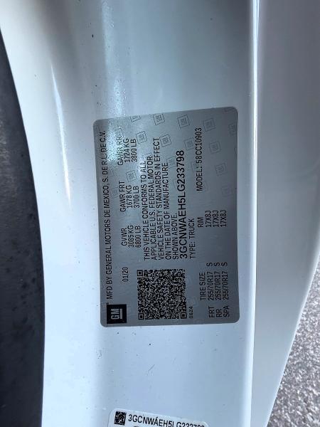 Продаж на аукціоні авто 2020 Chevrolet Silverado, vin: 3GCNWAEH5LG233798, номер лоту: 72805386