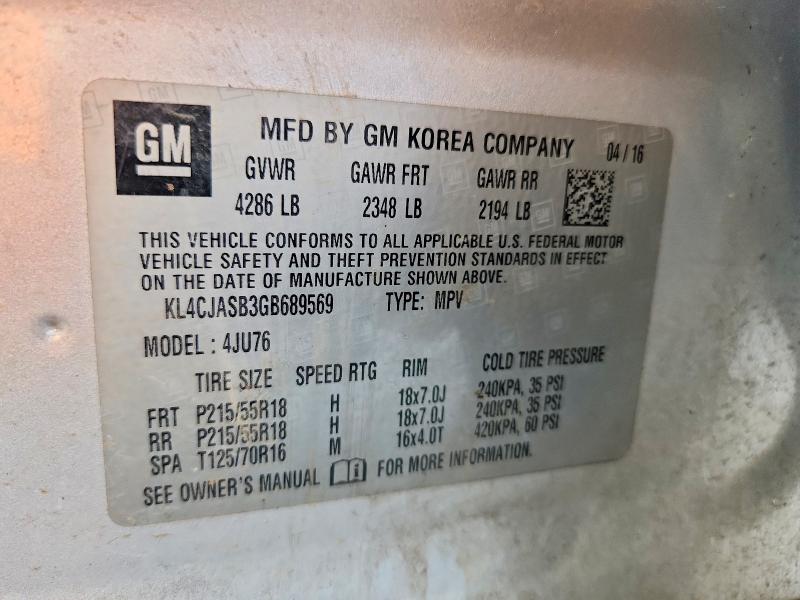Продажа на аукционе авто 2016 Buick Encore, vin: KL4CJASB3GB689569, номер лота: 71147456