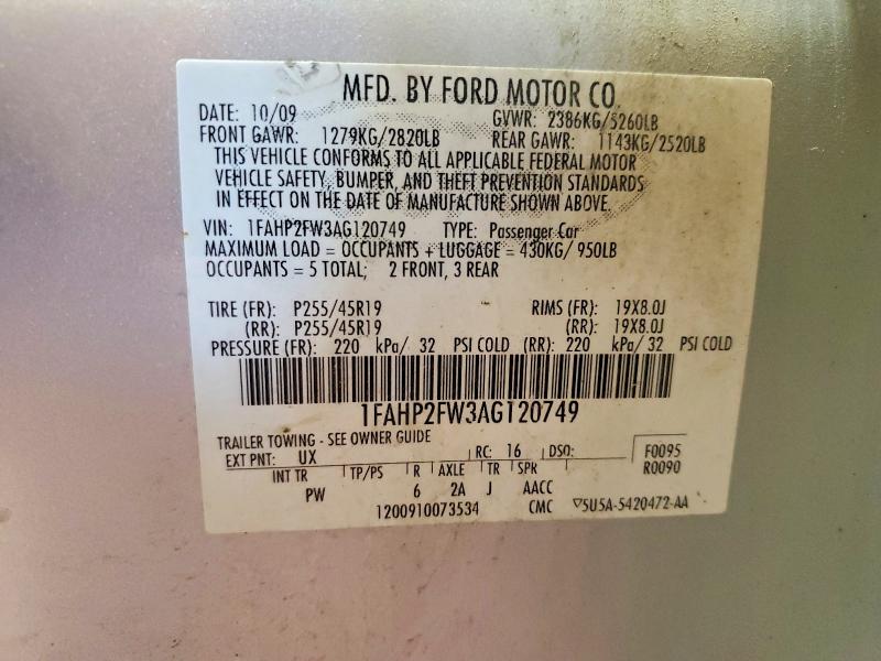 Продаж на аукціоні авто 2010 Ford Taurus, vin: 1FAHP2FW3AG120749, номер лоту: 71810206