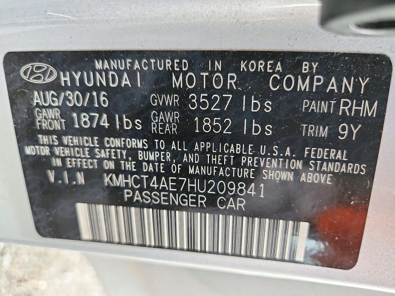 Продаж на аукціоні авто 2017 Hyundai Accent, vin: KMHCT4AE7HU209841, номер лоту: 72381446