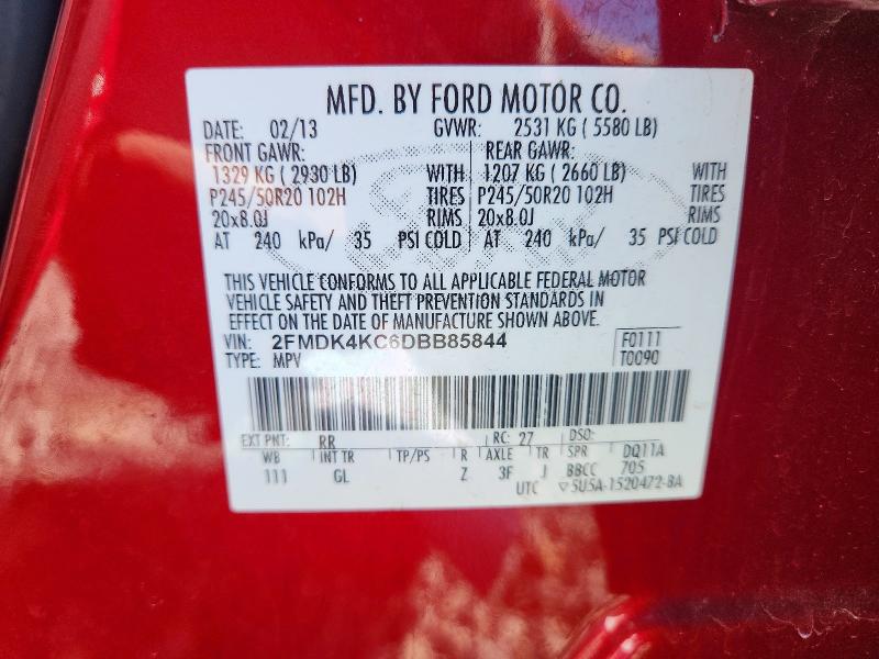 Продаж на аукціоні авто 2013 Ford Edge, vin: 2FMDK4KC6DBB85844, номер лоту: 72632716