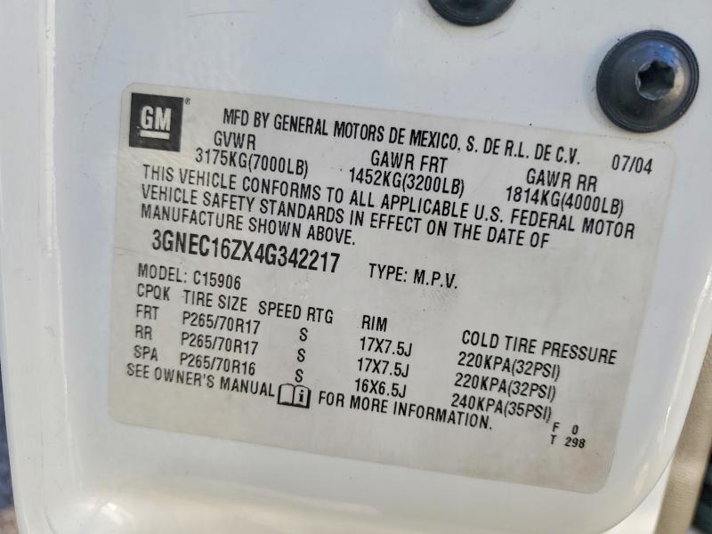 2004 Chevrolet Suburban მანქანა იყიდება აუქციონზე, vin: 3GNEC16ZX4G342217, აუქციონის ნომერი: 71668846