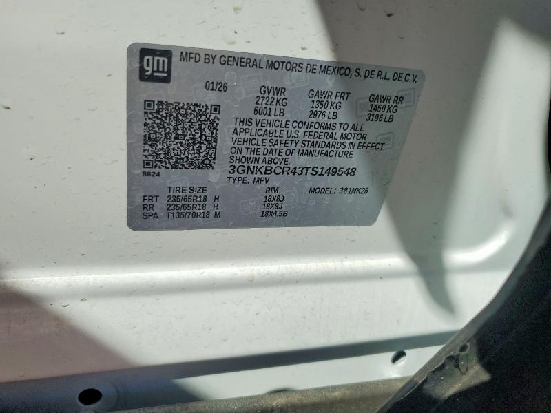 71309046 :رقم المزاد ، 3GNKBCR43TS149548 vin ، 2026 Chevrolet Blazer مزاد بيع