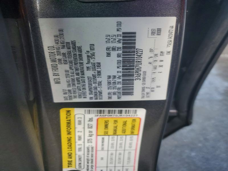 Продаж на аукціоні авто 2018 Ford Fusion, vin: 3FA6P0H70JR104227, номер лоту: 71479736