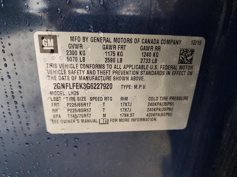 Продаж на аукціоні авто 2016 Chevrolet Equinox, vin: 2GNFLFEK3G6227920, номер лоту: 71198326