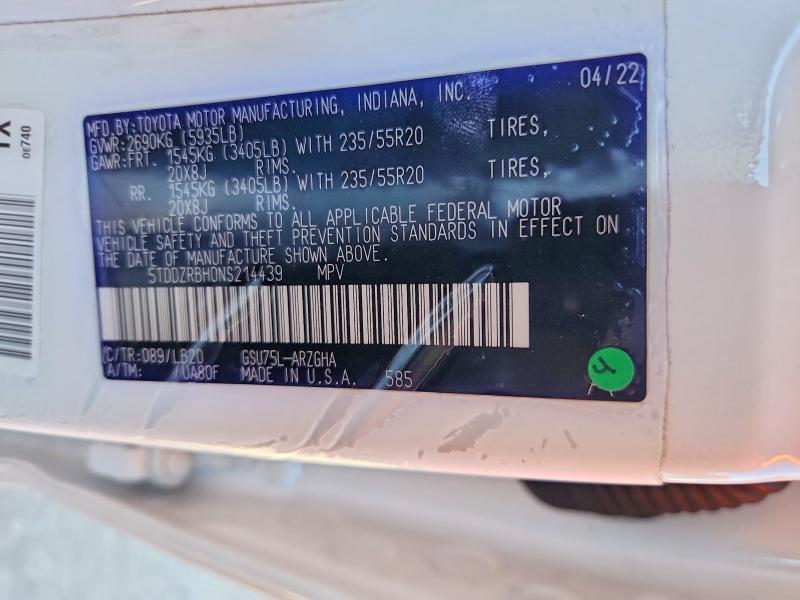 Aukcja sprzedaży 2022 Toyota Highlander, vin: 5TDDZRBH0NS214439, numer aukcji: 71635466