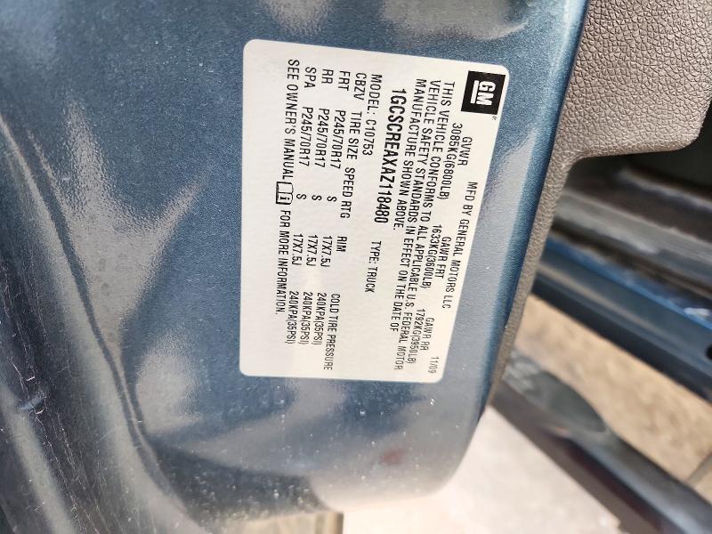 72006576 :رقم المزاد ، 1GCSCREAXAZ118480 vin ، 2010 Chevrolet Silverado مزاد بيع