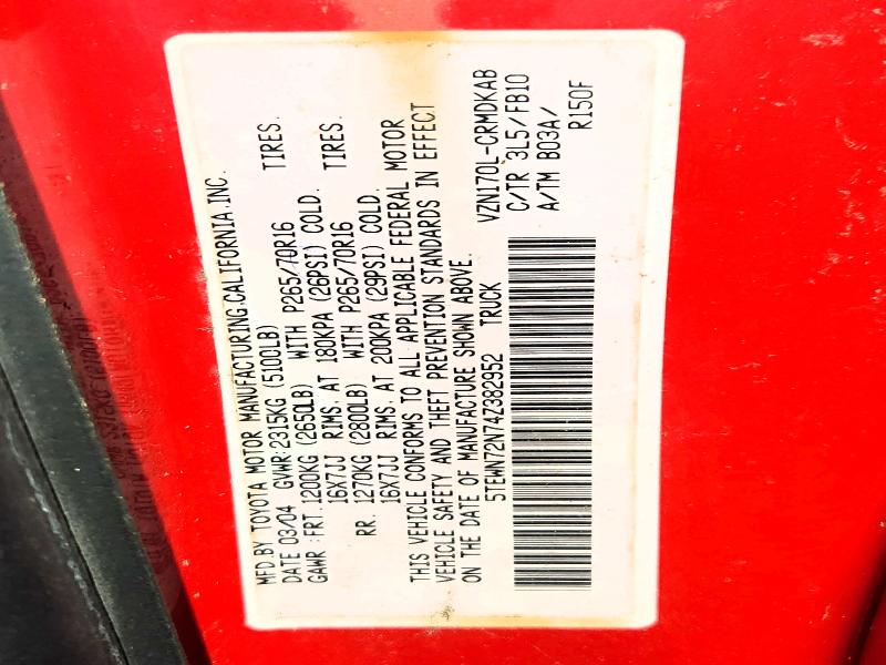 Aukcja sprzedaży 2004 Toyota Tacoma, vin: 5TEWN72N74Z382952, numer aukcji: 71562366
