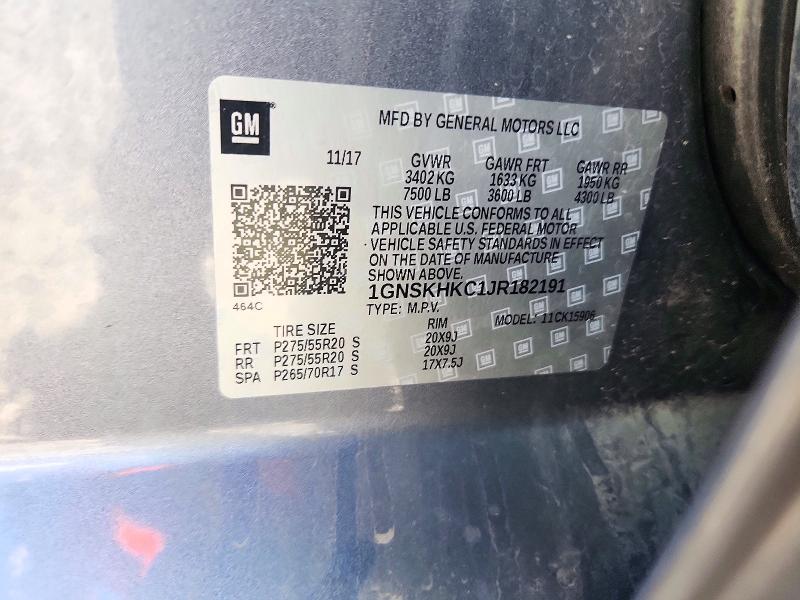 72640816 :رقم المزاد ، 1GNSKHKC1JR182191 vin ، 2018 Chevrolet Suburban مزاد بيع