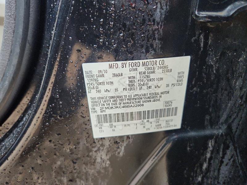 70862796 :رقم المزاد ، 2FMDK3KC4BBA22908 vin ، 2011 Ford Edge مزاد بيع