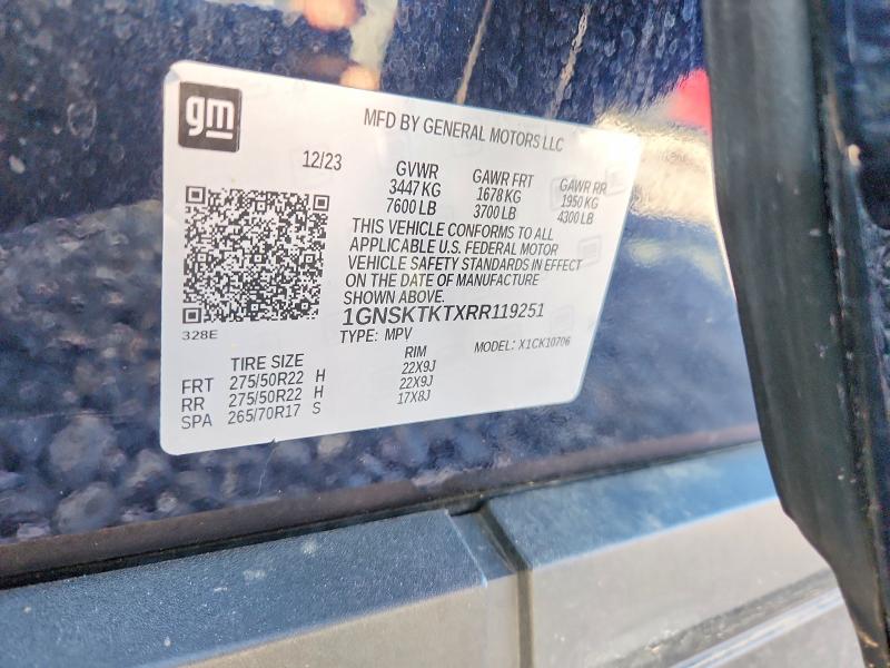 Aukcja sprzedaży 2024 Chevrolet Tahoe, vin: 1GNSKTKTXRR119251, numer aukcji: 68680996