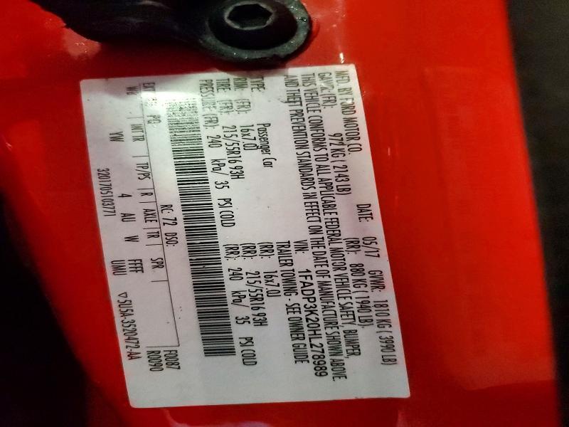 Продаж на аукціоні авто 2017 Ford Focus, vin: 1FADP3K20HL278989, номер лоту: 72352196