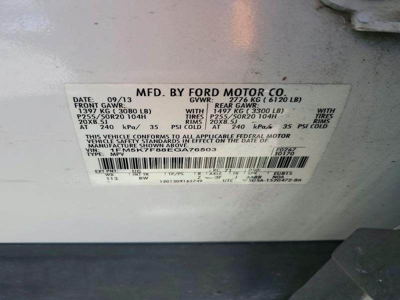 Продажа на аукционе авто 2014 Ford Explorer, vin: 1FM5K7F88EGA76503, номер лота: 72461996