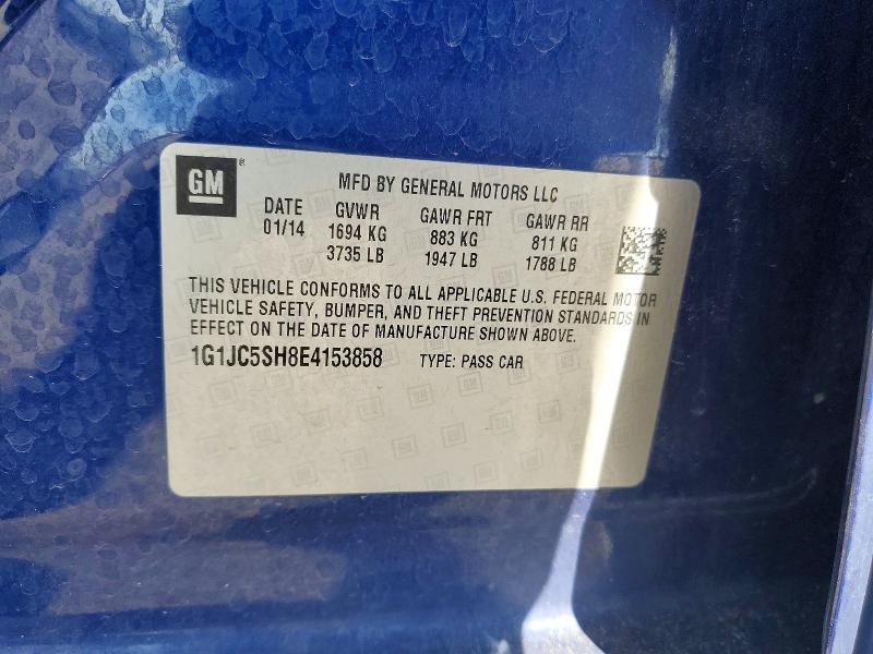 73689376 :رقم المزاد ، 1G1JC5SH8E4153858 vin ، 2014 Chevrolet Sonic مزاد بيع