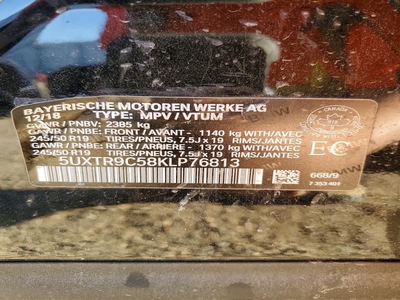 72622436 :رقم المزاد ، 5UXTR9C58KLP76813 vin ، 2019 Bmw X3 مزاد بيع