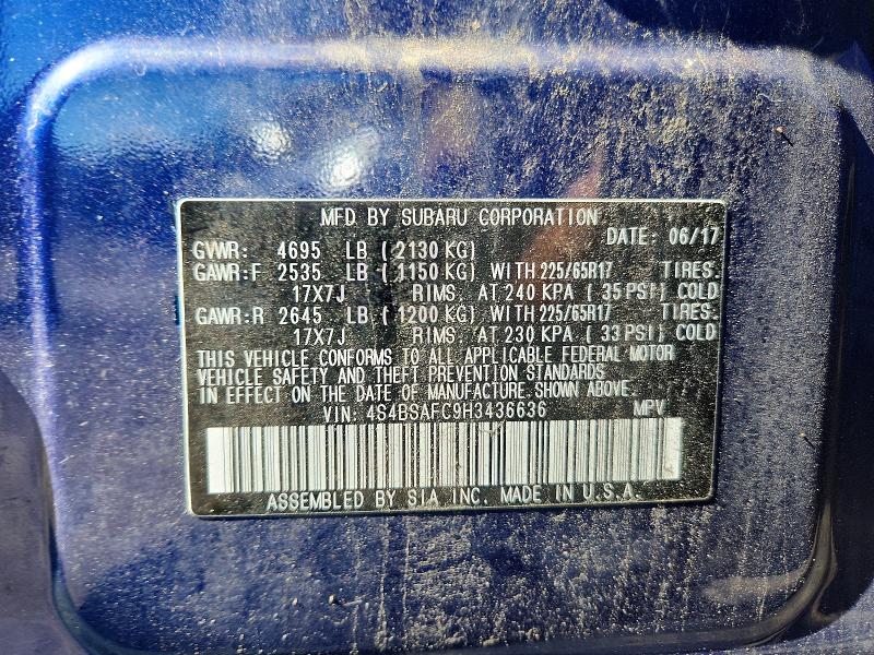 Продаж на аукціоні авто 2017 Subaru Outback, vin: 4S4BSAFC9H3436636, номер лоту: 72194566