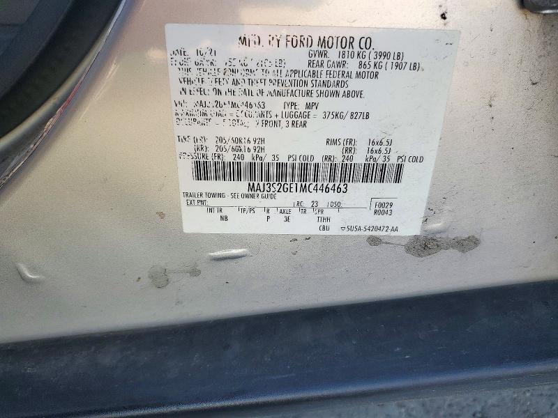 Aukcja sprzedaży 2021 Ford Ecosport, vin: MAJ3S2GE1MC446463, numer aukcji: 73667996