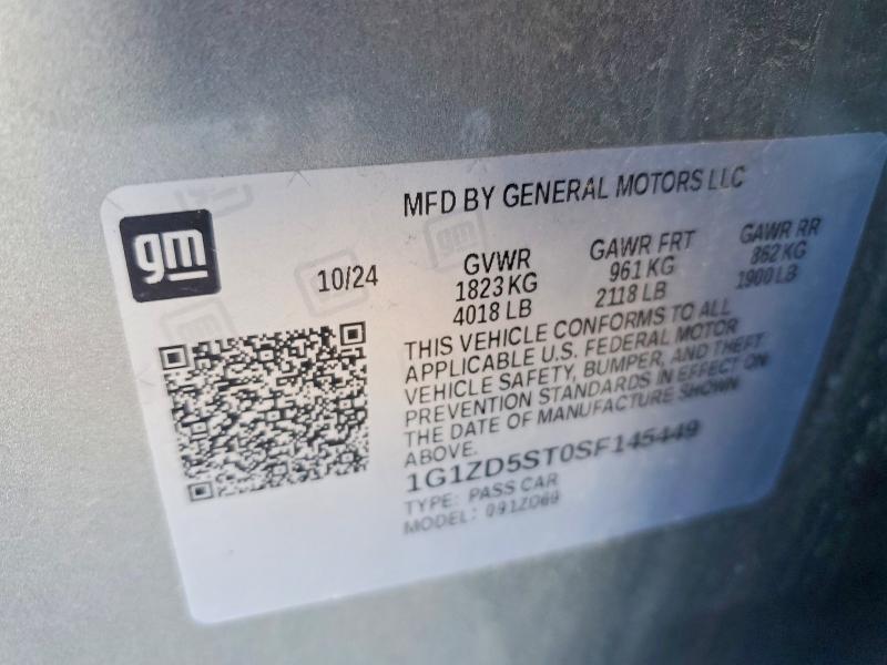 Aukcja sprzedaży 2025 Chevrolet Malibu, vin: 1G1ZD5ST0SF145449, numer aukcji: 71006736