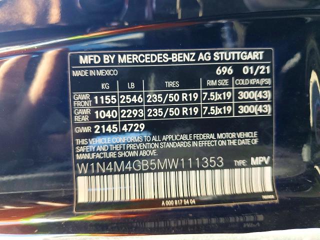 2021 Mercedes-benz Glb მანქანა იყიდება აუქციონზე, vin: W1N4M4GB5MW111353, აუქციონის ნომერი: 71762616