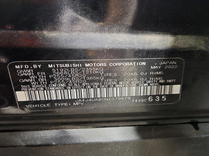 Продажа на аукционе авто 2022 Mitsubishi Outlander, vin: JA4J4UA80NZ079879, номер лота: 72574126
