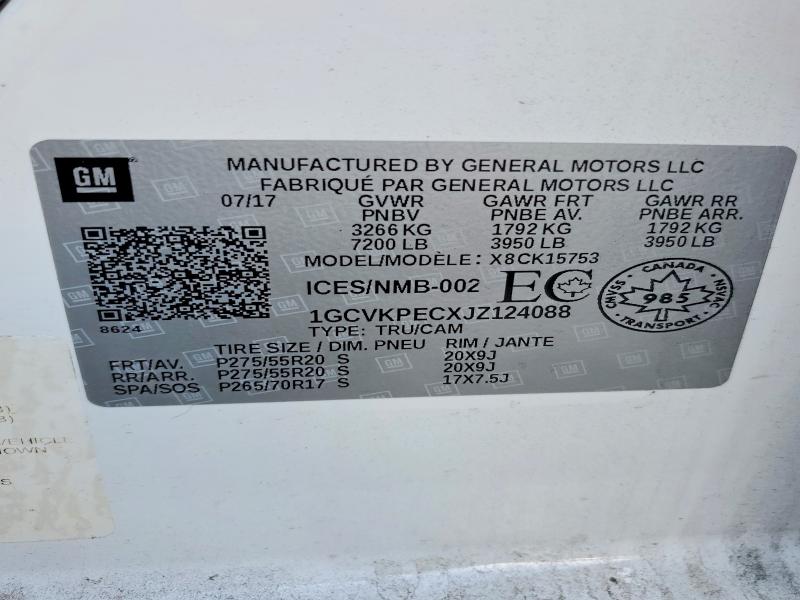 Aukcja sprzedaży 2018 Chevrolet Silverado, vin: 1GCVKPECXJZ124088, numer aukcji: 71282956