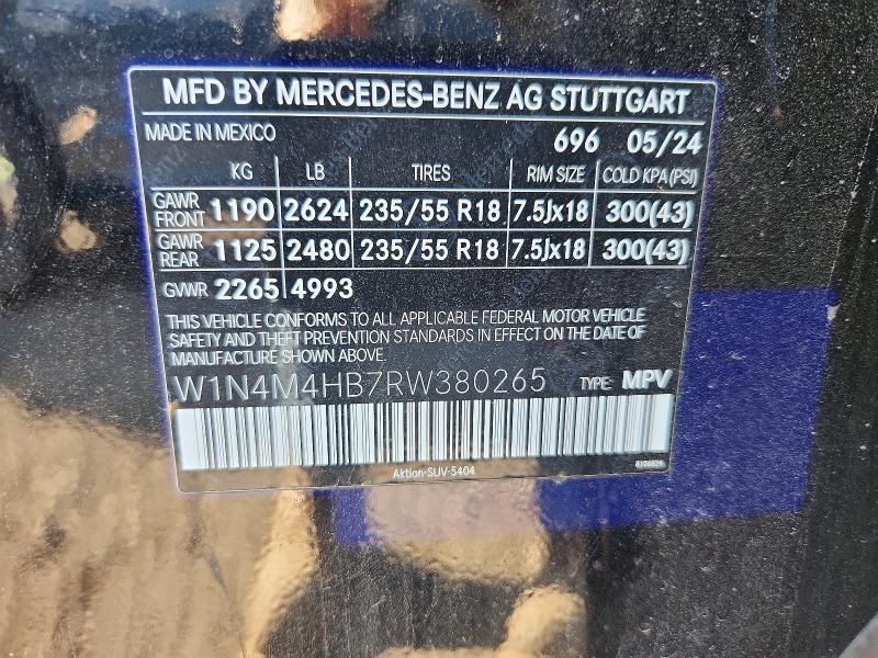 Продаж на аукціоні авто 2024 Mercedes-benz Glb, vin: W1N4M4HB7RW380265, номер лоту: 71957566