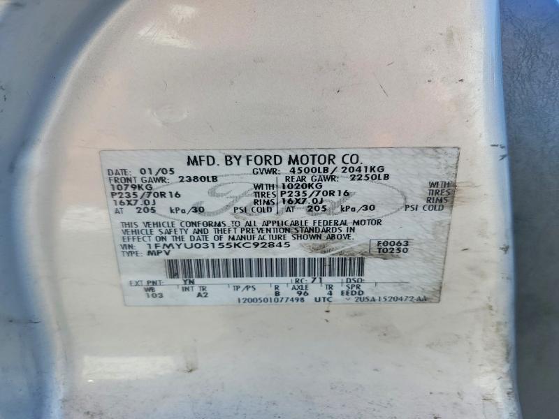Продажа на аукционе авто 2005 Ford Escape, vin: 1FMYU03155KC92845, номер лота: 59412016