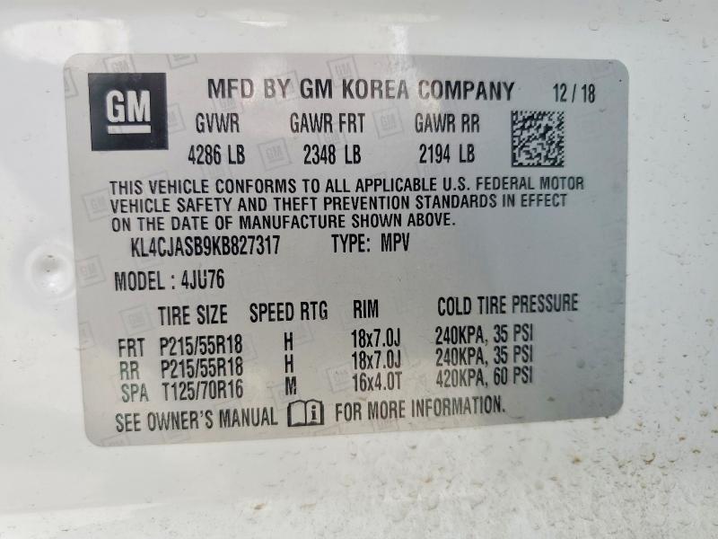 Продаж на аукціоні авто 2019 Buick Encore, vin: KL4CJASB9KB827317, номер лоту: 71564906