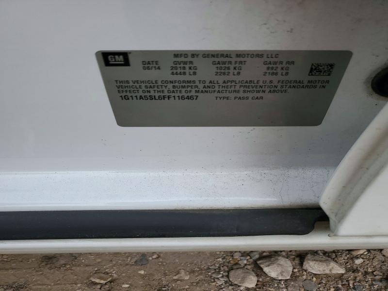 72737876 :رقم المزاد ، 1G11A5SL6FF116467 vin ، 2015 Chevrolet Malibu مزاد بيع