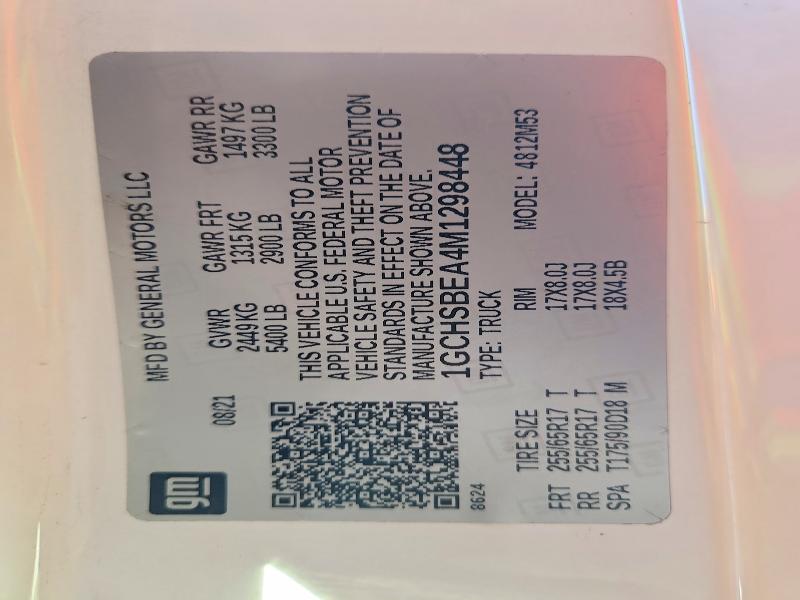 Aukcja sprzedaży 2021 Chevrolet Colorado, vin: 1GCHSBEA4M1298448, numer aukcji: 71641766