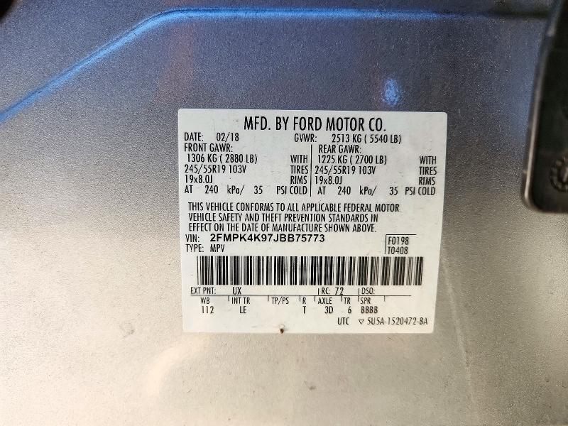 Aukcja sprzedaży 2018 Ford Edge, vin: 2FMPK4K97JBB75773, numer aukcji: 71895876