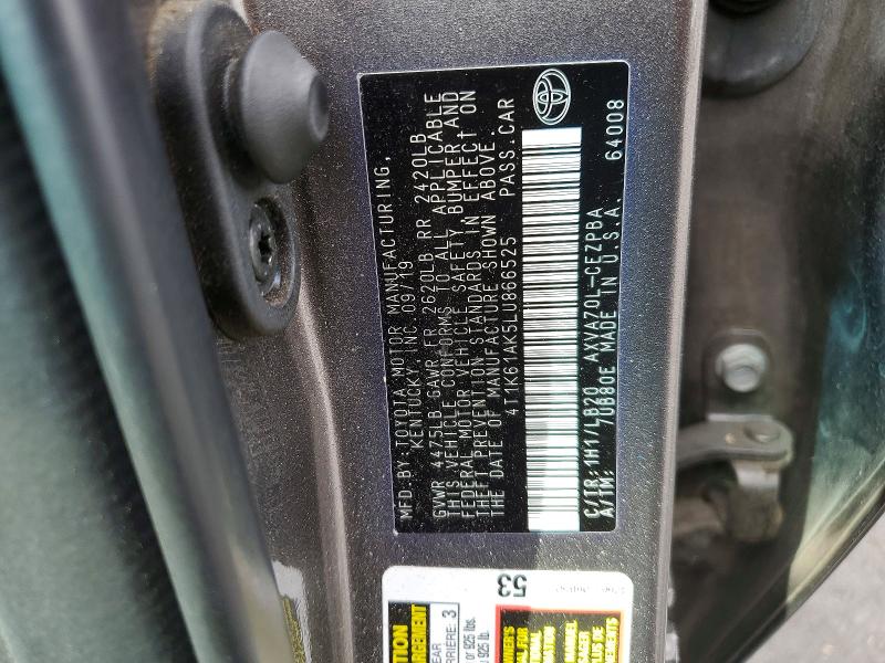 Продаж на аукціоні авто 2020 Toyota Camry, vin: 4T1K61AK5LU866525, номер лоту: 71627796