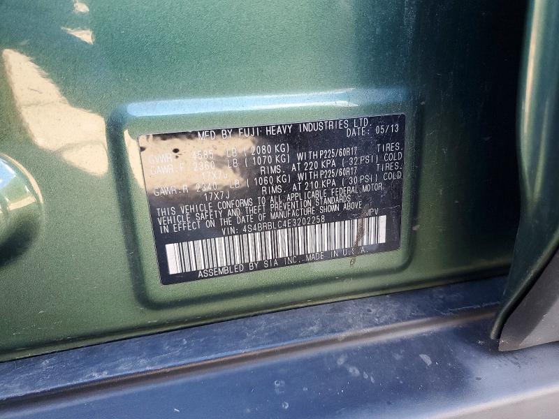 Продажа на аукционе авто 2014 Subaru Outback, vin: 4S4BRBLC4E3202258, номер лота: 71303766