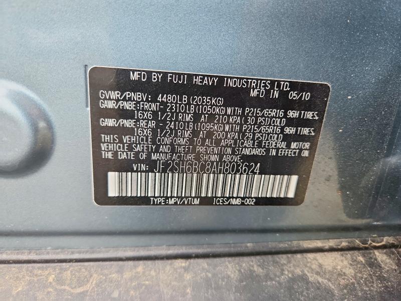 Продажа на аукционе авто 2010 Subaru Forester, vin: JF2SH6BC8AH803624, номер лота: 71031286
