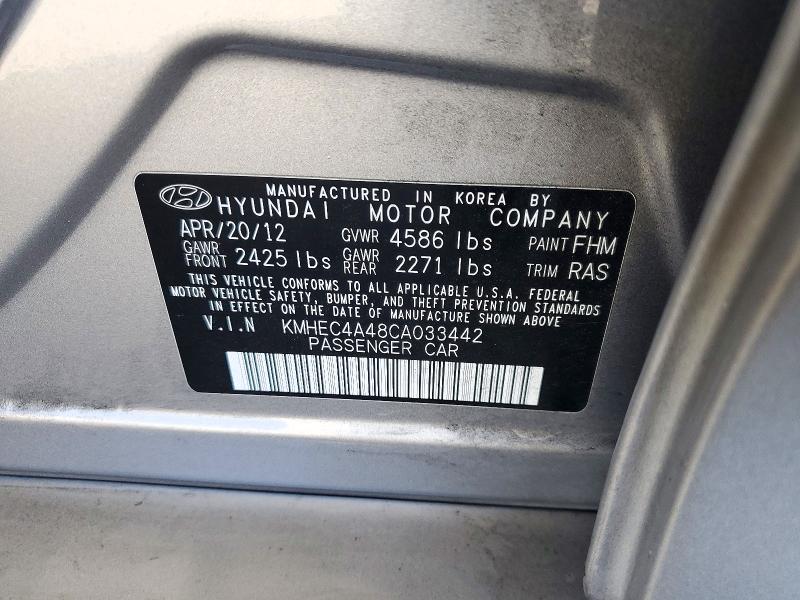 Продаж на аукціоні авто 2012 Hyundai Sonata, vin: KMHEC4A48CA033442, номер лоту: 72832296