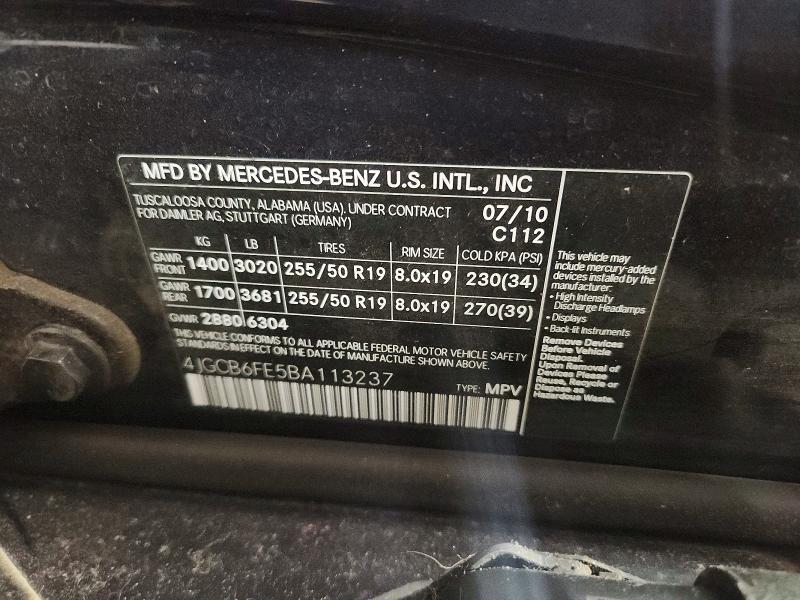 Aukcja sprzedaży 2011 Mercedes-benz R, vin: 4JGCB6FE5BA113237, numer aukcji: 71363286