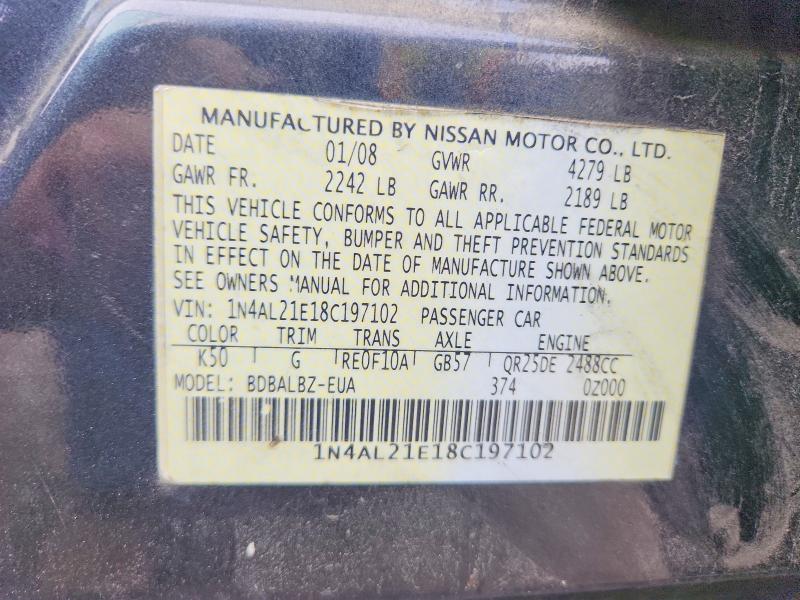 Aukcja sprzedaży 2008 Nissan Altima, vin: 1N4AL21E18C197102, numer aukcji: 71443736
