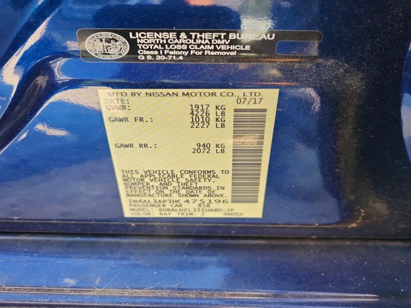 Продаж на аукціоні авто 2017 Nissan Altima, vin: 1N4AL3AP3HC475196, номер лоту: 71462336