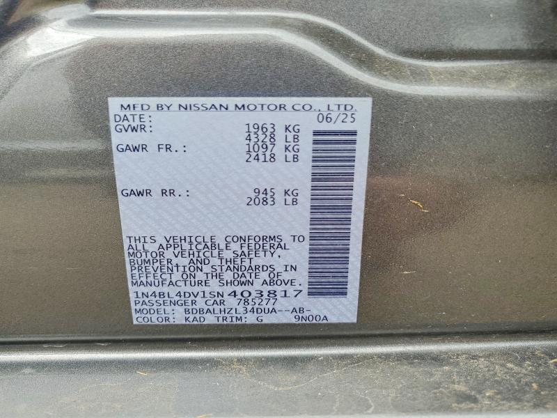 71460156 :رقم المزاد ، 1N4BL4DV1SN403817 vin ، 2025 Nissan Altima مزاد بيع