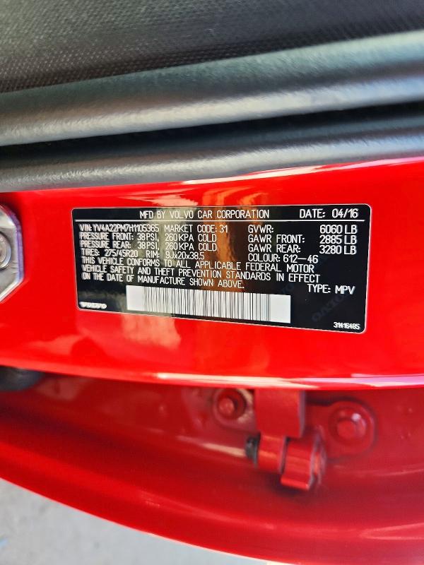 Aukcja sprzedaży 2017 Volvo Xc90, vin: YV4A22PM7H1105365, numer aukcji: 71238766